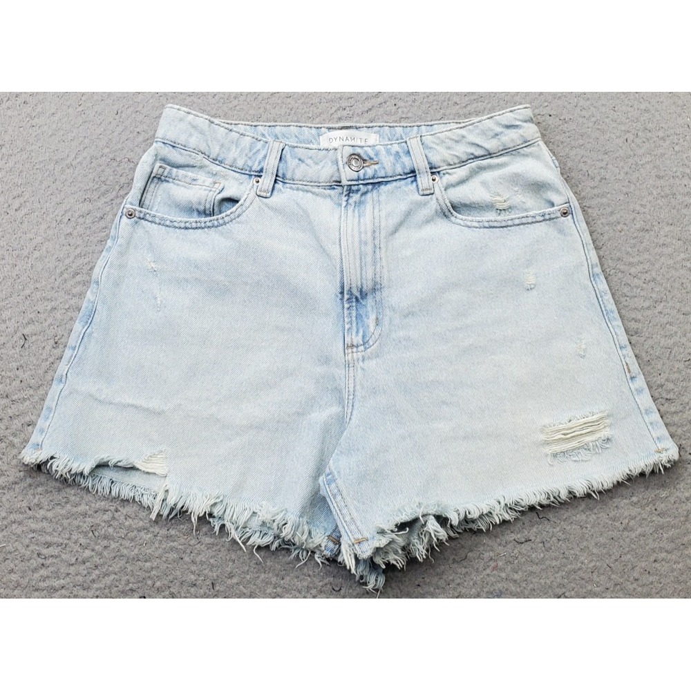 Dynamite Cut-Off Shorts Womens 28 Blue Denim Light Wash Distressed High Rise